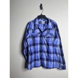 Columbia Omni Wick Blue Plaid Snap Up Womens XL